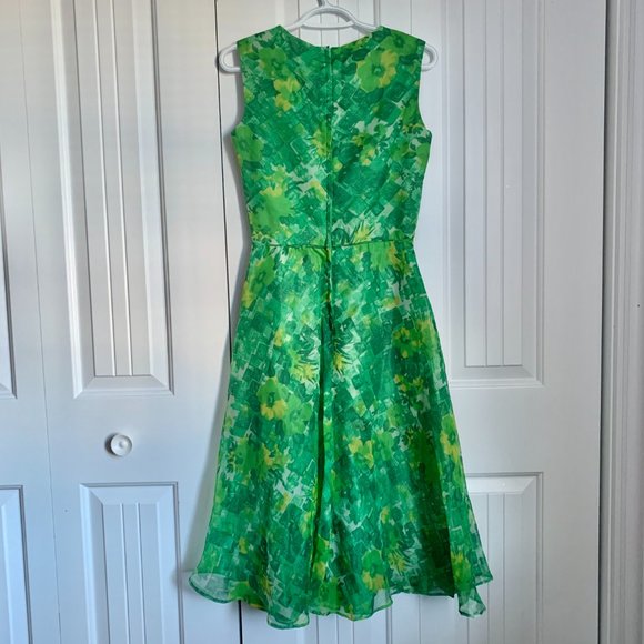 Vintage Green Floral Dress, party skirt - Picture 3 of 5